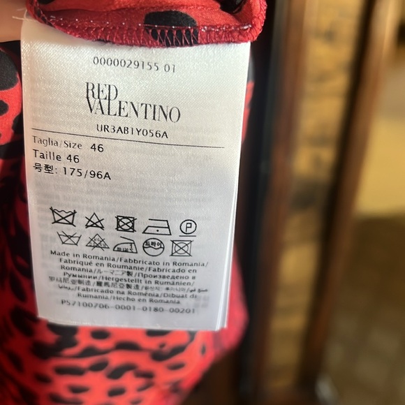 Red Valentino Silk Panther Blouse with Tie Italian size 46 - Picture 7 of 10